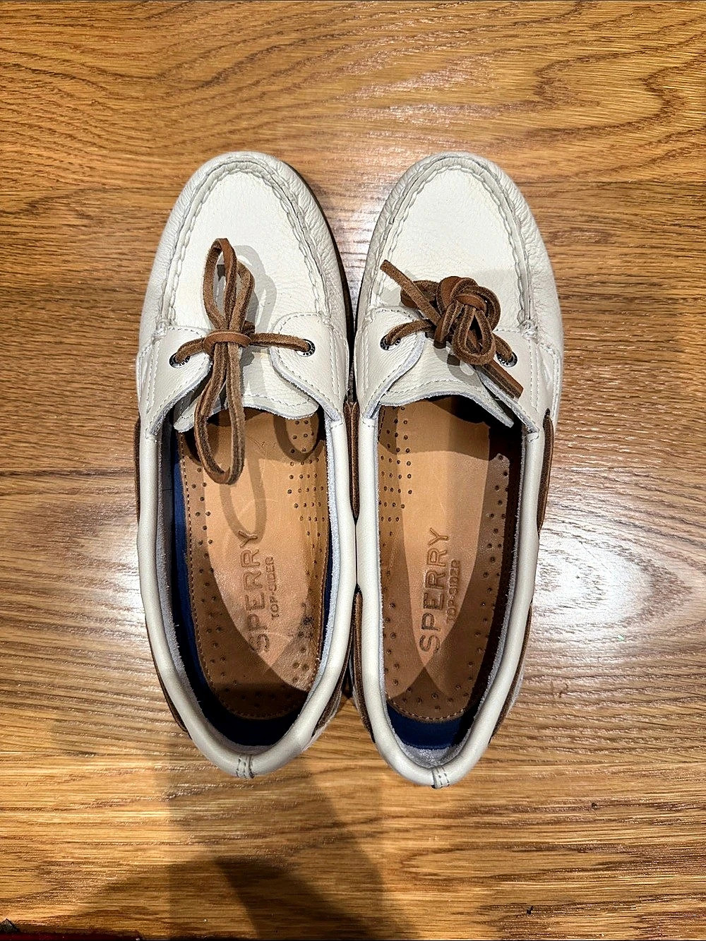 Sperry Authentic Original Top Sider Boat Shoe White & Brown US 6 Leather